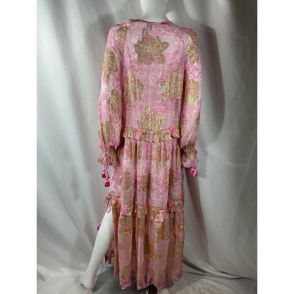 Hemant And Nandita 'Kaftan' Pink Viscose Dress Size S - Picture 3 of 4